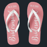 Cute Bridesmaid Coral Pink Thongs<br><div class="desc">Cute Bridesmaid Coral Pink Flip Flops with custom wedding or bachelorette date.</div>