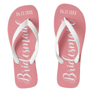 Cute Bridesmaid Coral Pink Thongs
