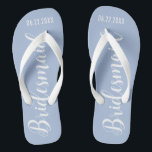 Cute Bridesmaid Dusty Blue Thongs<br><div class="desc">Cute Bridesmaid Dusty Blue Flip Flops with custom wedding or bachelorette date.</div>