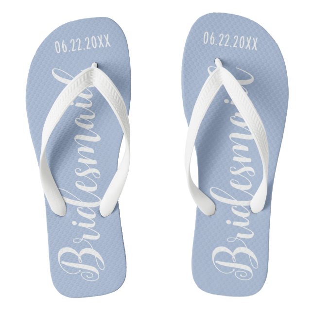 Cute Bridesmaid Dusty Blue Thongs (Footbed)