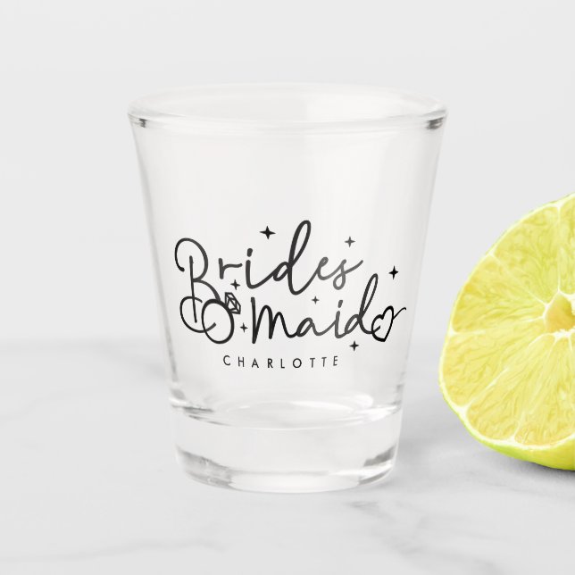Cute Bridesmaid Script Wedding Party  Shot Glass (Front)