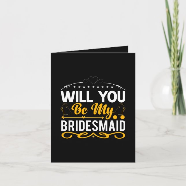 Cute Bridesmaid word art add message  Card (Front)