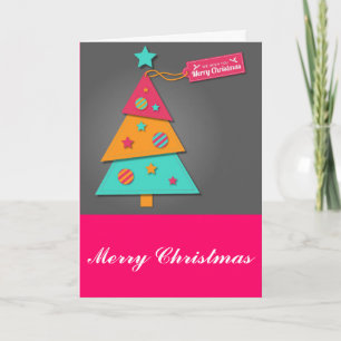 Cute bright Christmas tree modern art craft Holiday Card