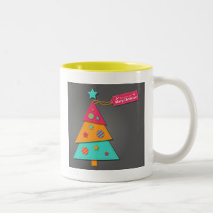 Cute bright Christmas tree modern art craft Two-Tone Coffee Mug