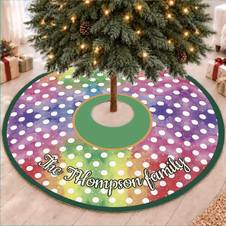 Cute Bright Colourful Christmas Polka Dots Fleece Tree Skirt