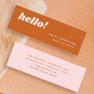 Cute Bright Colourful Orange Pink Mini Business Card