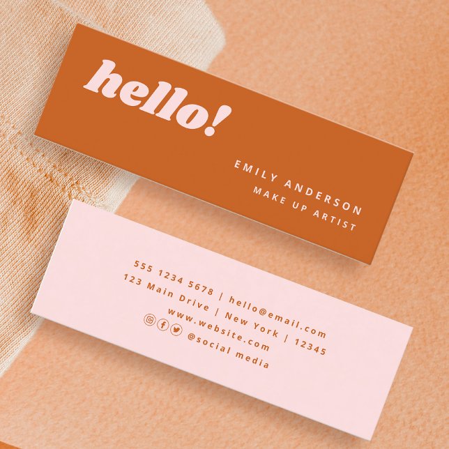 Cute Bright Colourful Orange Pink  Mini Business Card (Creator Uploaded)