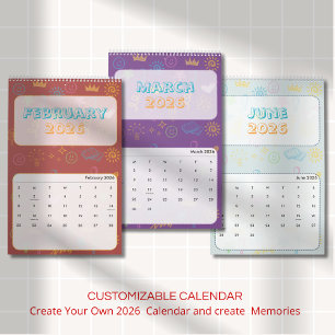 Cute Bright Doodle 2026 Calendar