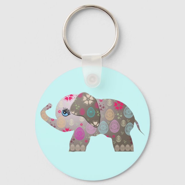 Cute bright elephant key ring (Front)