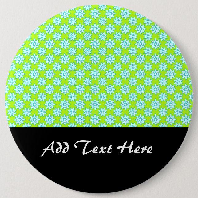 Cute Bright Floral Pattern White Teal Chartreuse 6 Cm Round Badge (Front)