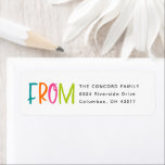 Cute bright from Christmas card return address Return Address Label<br><div class="desc">Merry and bright, this return address label is the perfect finishing touch for your Christmas cards. Designed to coordinate with the Lea Delaveris Design Fa La La and Ho Ho Ho collection, this simple return address sticker features a vivid teal, orange, pink and lime green "from" along with your personalised...</div>