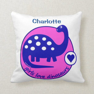 CUTE BRIGHT GIRL PINK DINOSAUR   CUSTOMIZABLE DINO CUSHION