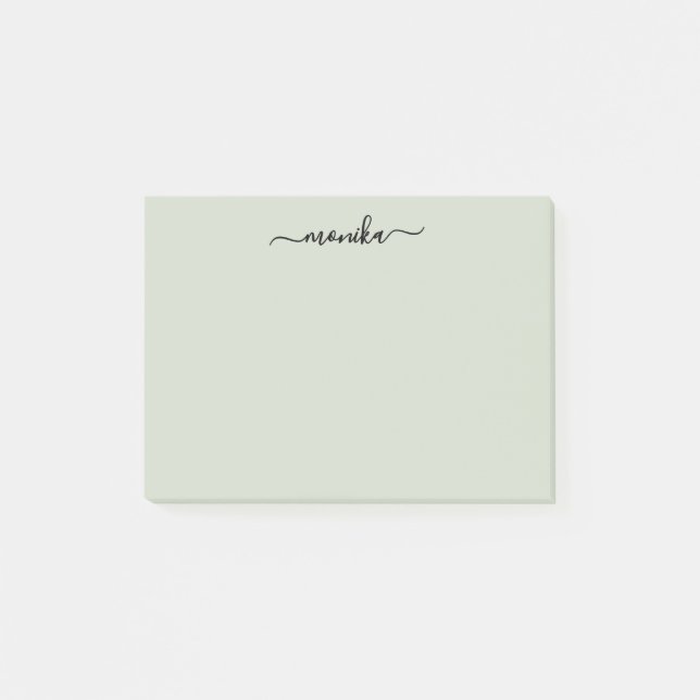 Cute Bright Green Custom Name Post-it Notes (Front)