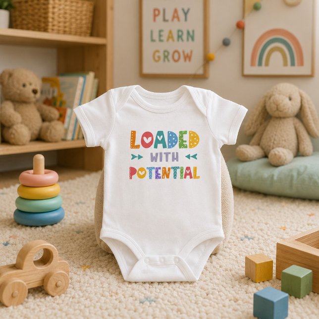 Cute Bright Loaded with Potential Gender Neutral Baby Bodysuit (Creator Uploaded)