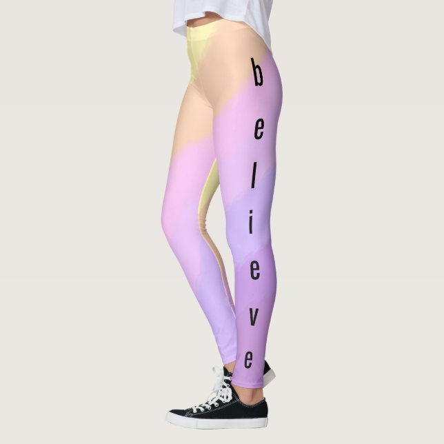 cute bright neon brushstrokes unicorn colours leggings (Left)