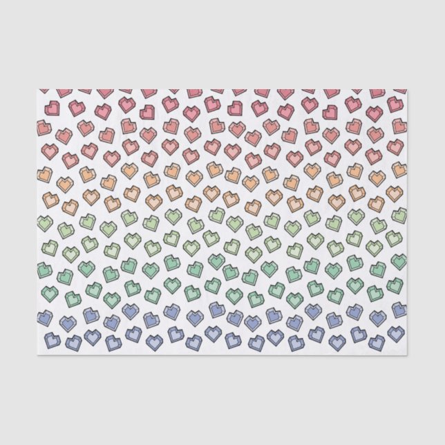 Cute Bright Pastel Rainbow Gemstone Heart pattern Tissue Paper (Front)