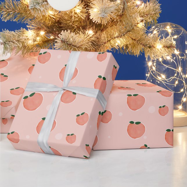 cute bright peach pattern wrapping paper (Holidays)