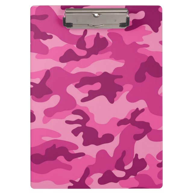 Cute Bright Pink Camo, Camouflage Clipboard (Front)
