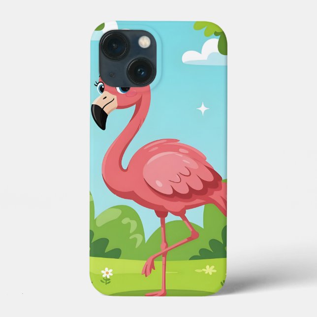 Cute bright pink flamingo in garden Case-Mate iPhone case (Back)