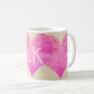 Cute Bright Pink  Hearts Add Initials Mug