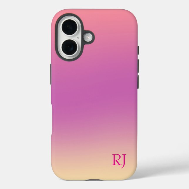 Cute Bright Pink Ombre Personalized  Case-Mate iPhone Case (Back)