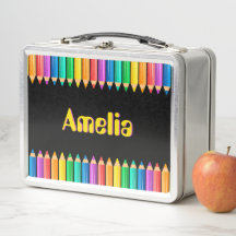 Cute Bright Rainbow Colours Pencils Kids Name