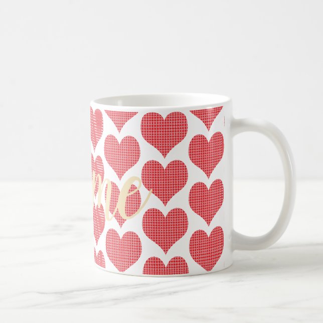 Cute Bright Red Pattern Sweet Heart Mug (Right)