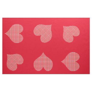 Cute Bright Red Patterned Hearts Fabric