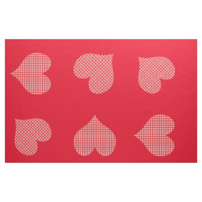 Cute Bright Red Patterned Hearts  Fabric (Fat Quarter)