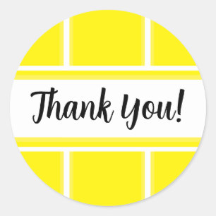 Cute Bright Yellow and White Thank You Classic Round Sticker