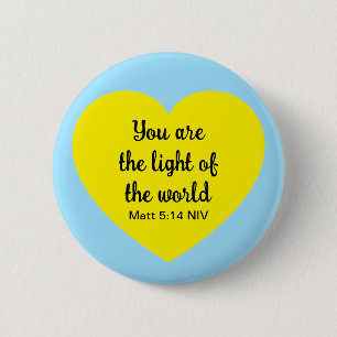 Cute Bright Yellow Heart Light of the World Blue 6 Cm Round Badge