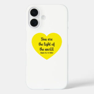 Cute Bright Yellow Heart Light of the World White iPhone 16 Case