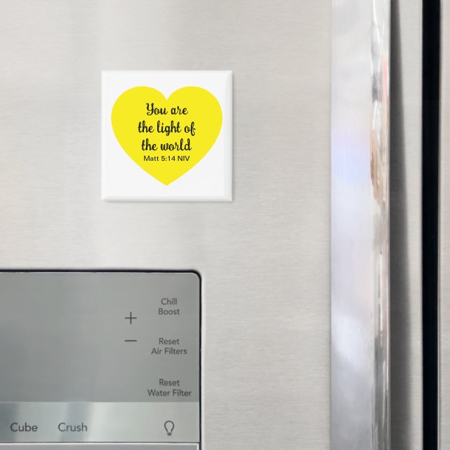 Cute Bright Yellow Heart Light of the World White Magnet (In Situ (Fridge))