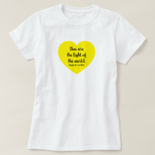 Cute Bright Yellow Heart Light of the World White T-Shirt