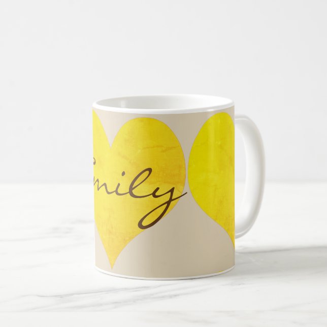 Cute Bright Yellow Hearts Add Name Mug (Front Right)
