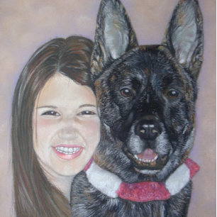 Cute brindle akita cuddling his best friend