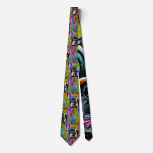 Cute Brindle French Bulldog Necktie