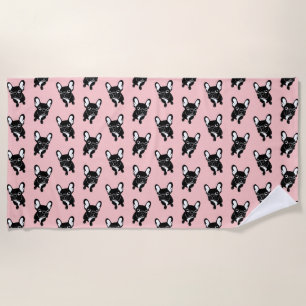 Cute brindle Frenchie is a dreamer Beach Towel