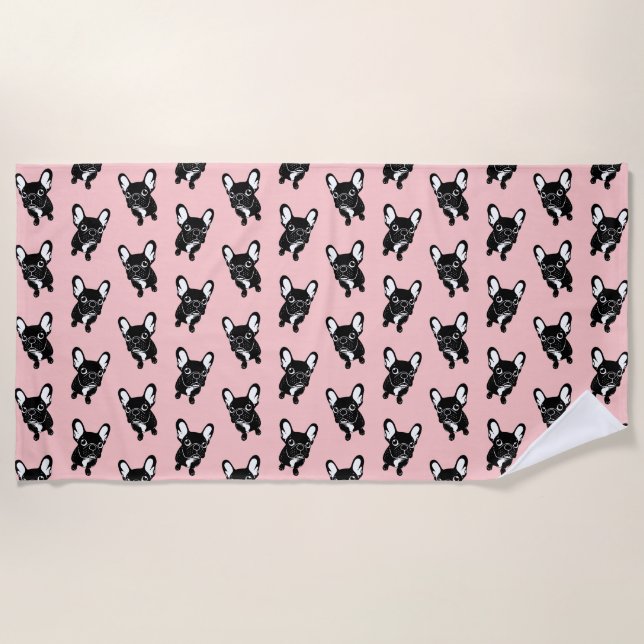 Cute brindle Frenchie is a dreamer Beach Towel (Front)