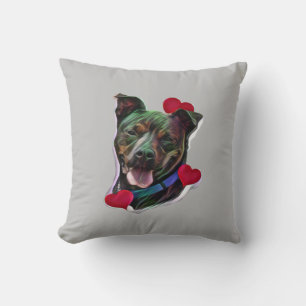 Cute Brindle Pop Art Pit Bull Staffordshire Love Cushion