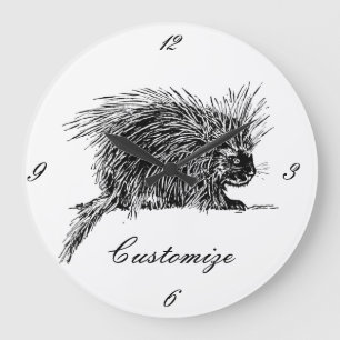 Cute Bristly Hedgehog Thunder_Cove Large Clock