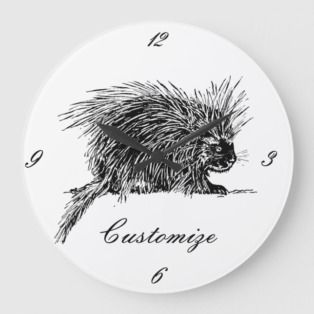 Cute Bristly Hedgehog Thunder_Cove Large Clock (Front)