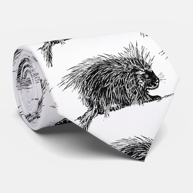 Cute Bristly Hedgehog Thunder_Cove Tie (Rolled)