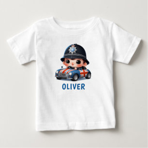 Cute British Police Kid Driving  Baby T-Shirt