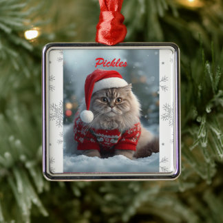 Cute British Shorthair Cat Christmas Personalised Metal Ornament