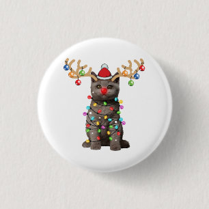 Cute British Shorthair Cat Funny Christmas Holiday 3 Cm Round Badge