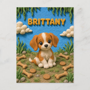 Cute Brittany Spaniel Puppy, Baby Dog Postcard