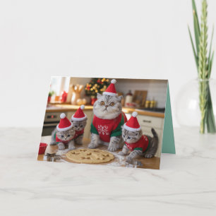 Cute Brittish Shorthair Cat Christmas Cookies Card
