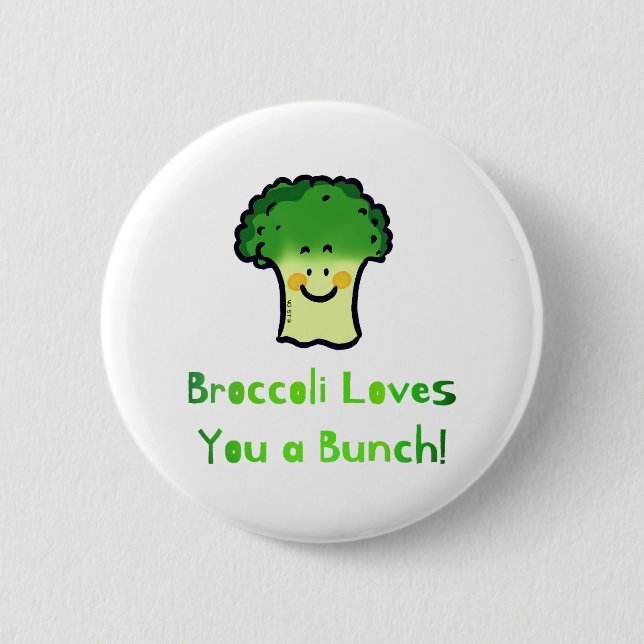Cute Broccoli Pun Cartoon Design 6 Cm Round Badge (Front)