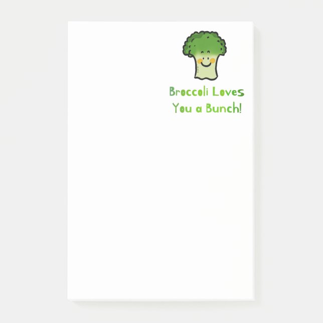 Cute Broccoli Pun Cartoon Design Post-it Notes (Front)